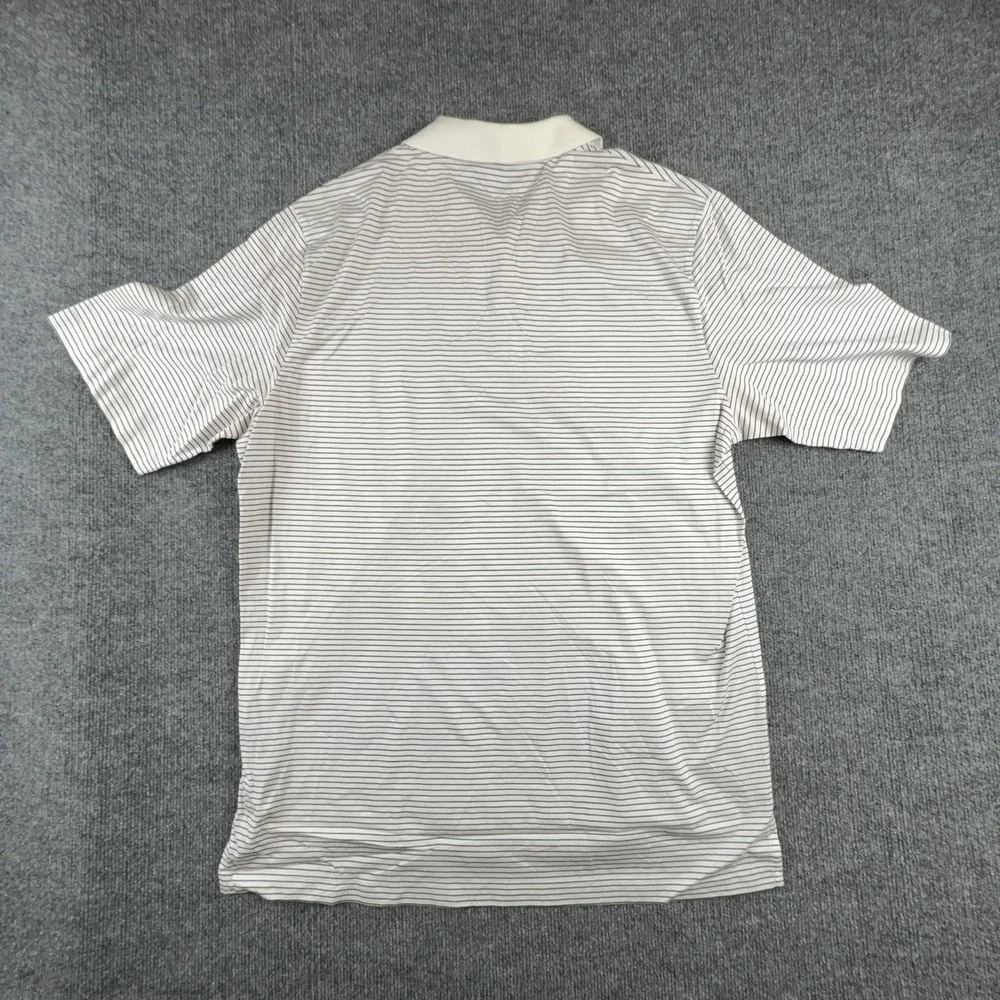 Polo Ralph Lauren Polo Shirt Mens Large White Striped Pima Cotton Golf Casual